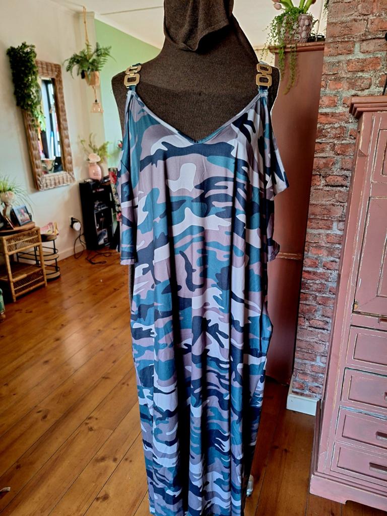 Jurk camouflage met zakken 50 52 54, Ophalen of Verzenden, Nieuw, Groen, Jurk