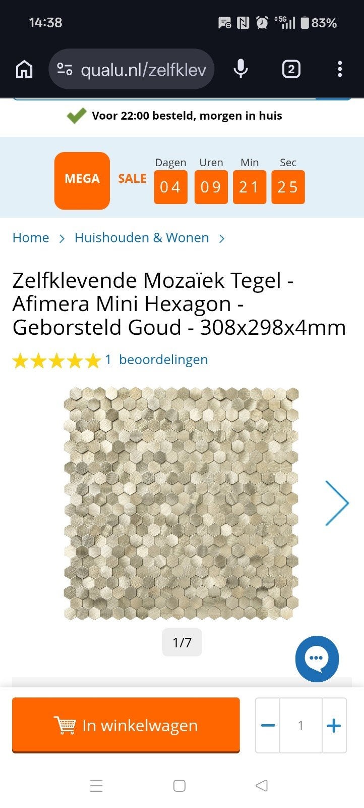 Zelfklevende mozaïek tegels mini hexagon, Ophalen of Verzenden, Nieuw, Rechthoekig, Minder dan 50 cm
