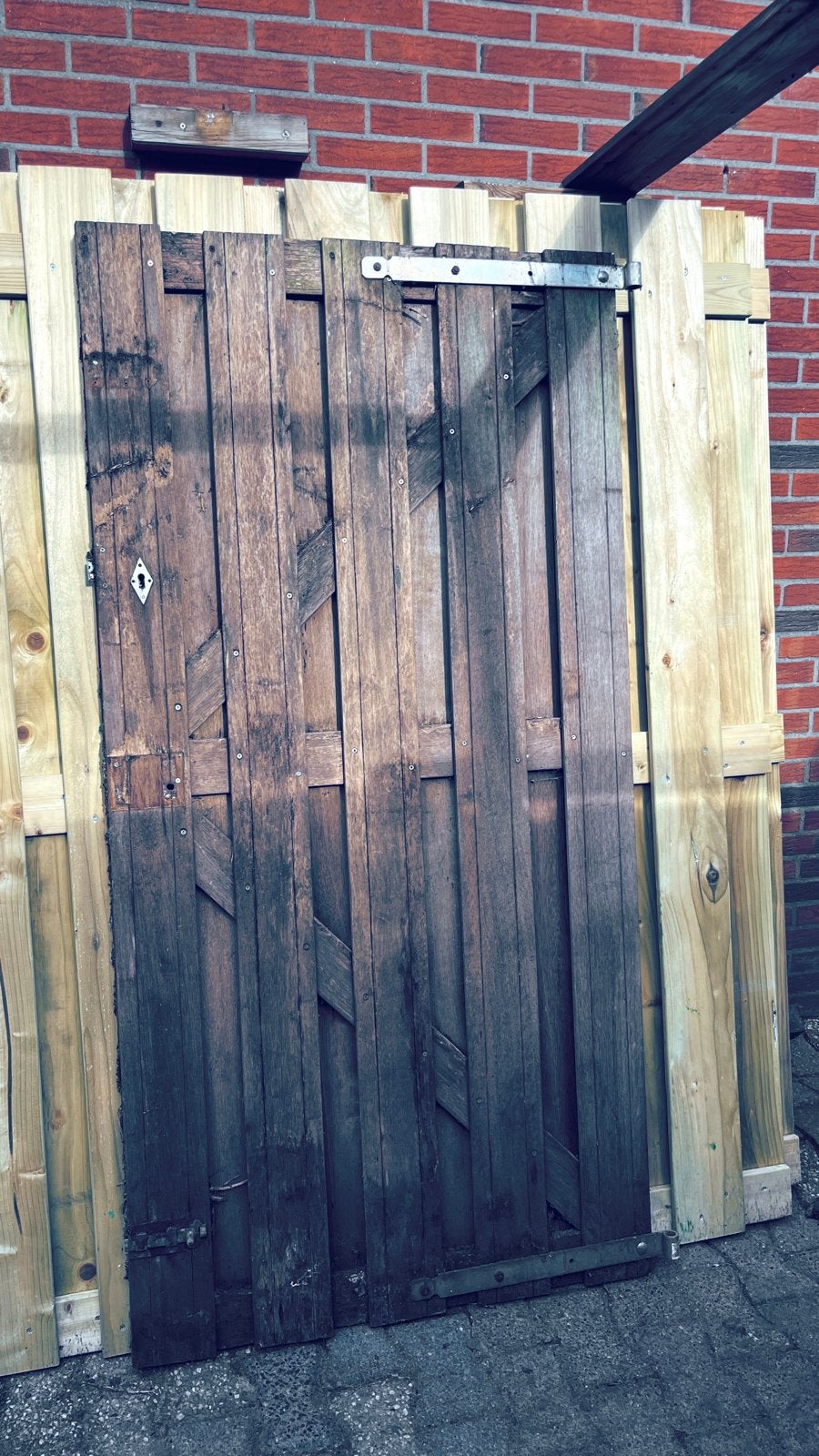 Houten tuinpoort met slot, Ophalen, Met poort, Gebruikt, Tuinhek