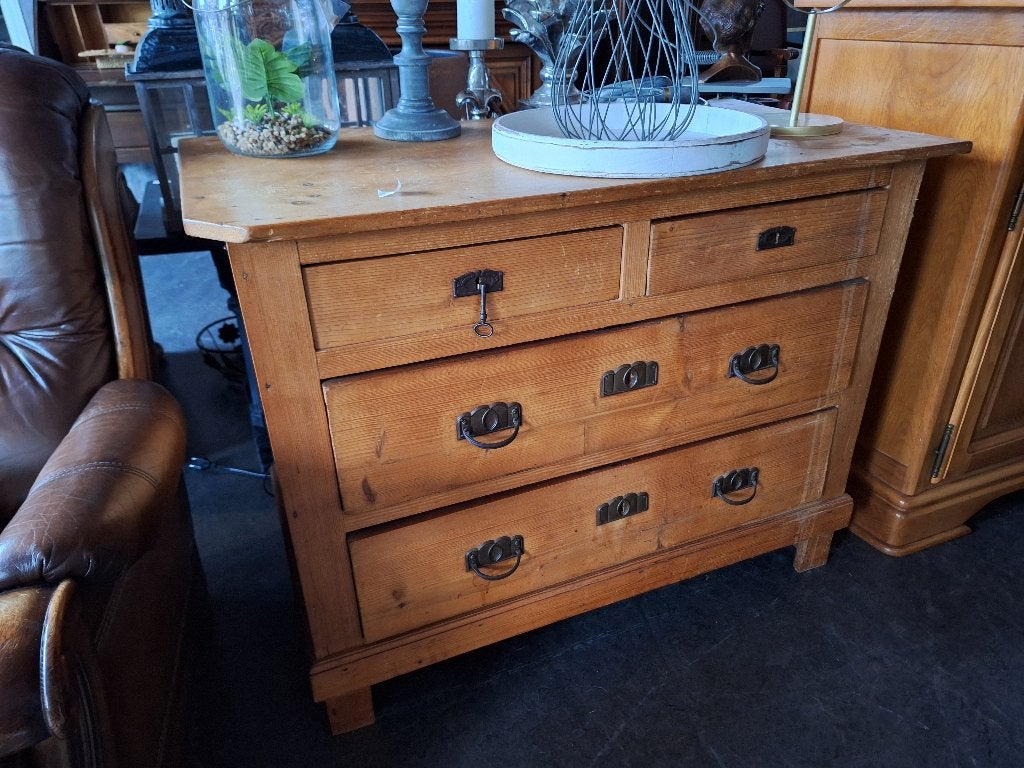 Mooie ladekast van oud grenenhout, Ophalen, Brocante Landelijk, Gebruikt, Onbekend