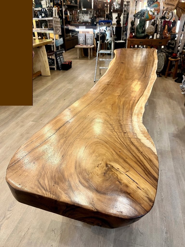 Suar Boomstamtafel 300cm lang, Ophalen of Verzenden, Zo goed als nieuw, Rechthoekig, Hout