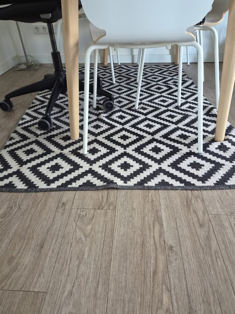 Lappljung Ruta black and white area rug, Ophalen, Rechthoekig