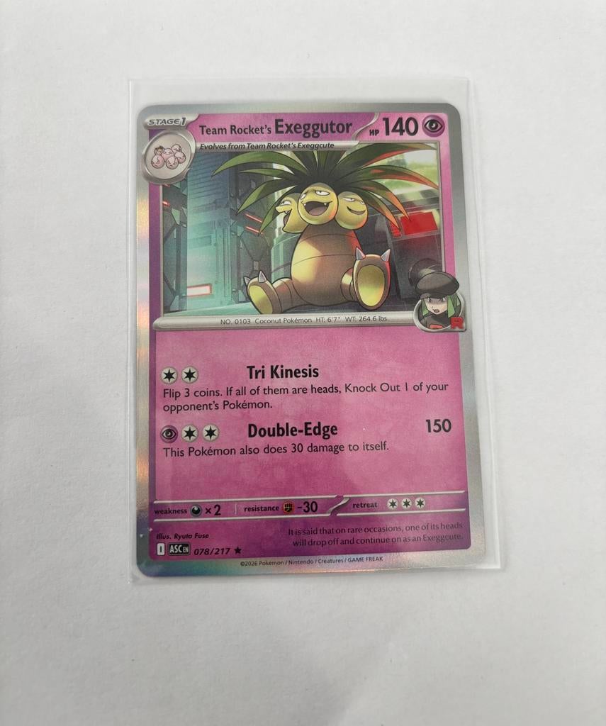 Pokemon Team rocket’s Exeggutor 078/217 ASC holo, Ophalen of Verzenden, Nieuw, Losse kaart, Foil