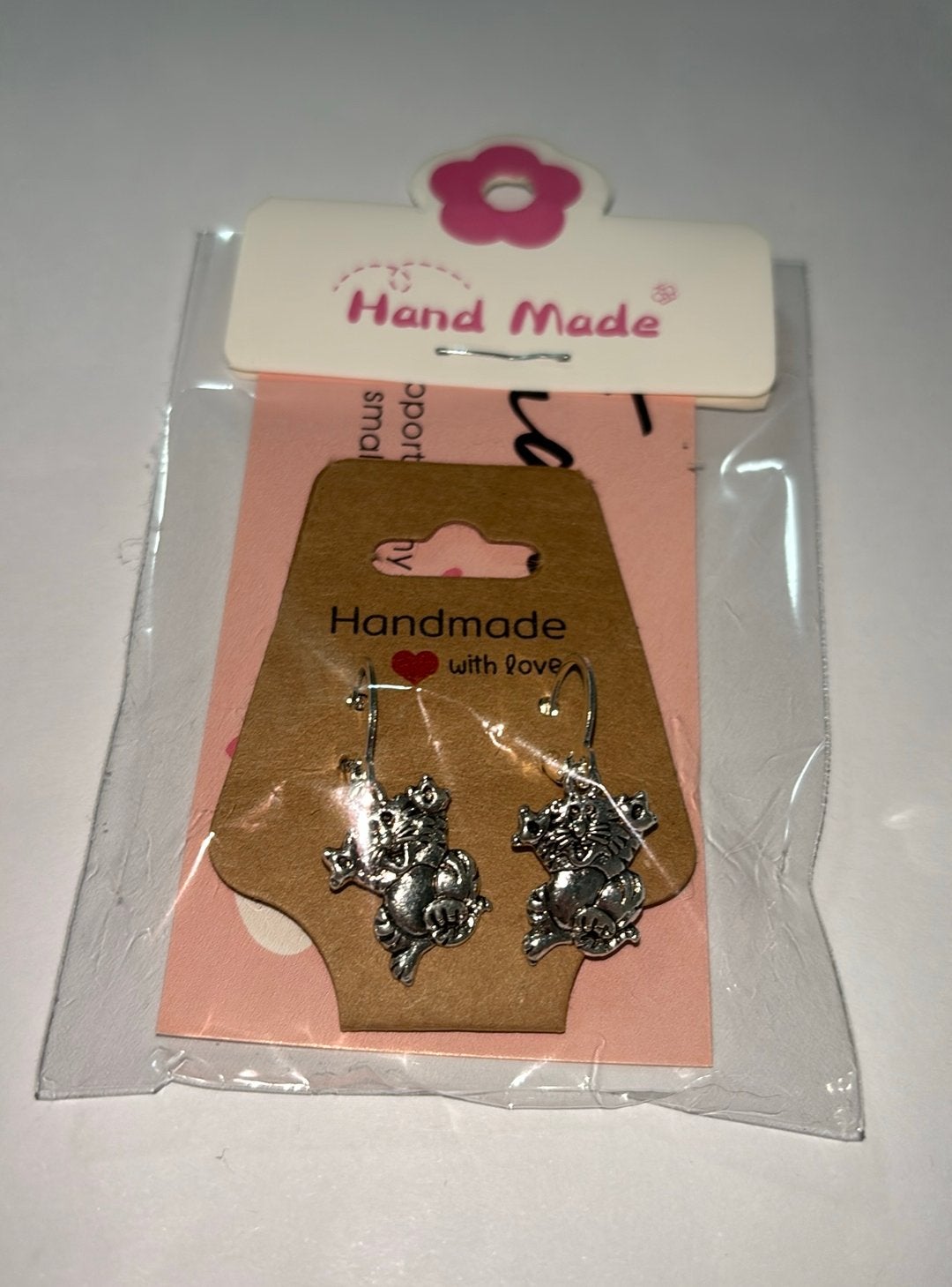 Oorbellen kat zilver, Overige materialen, Hangers, Nieuw, Ophalen of Verzenden