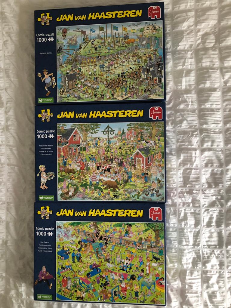Jan van Haasteren Puzzels - 3x 1000 stukjes, Hobby en Vrije tijd, Denksport en Puzzels, Ophalen, 500 t/m 1500 stukjes, Zo goed als nieuw