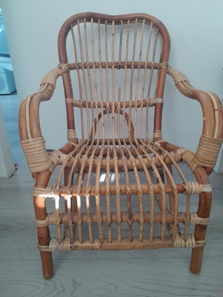 Vintage rotan peuterstoel, Ophalen of Verzenden