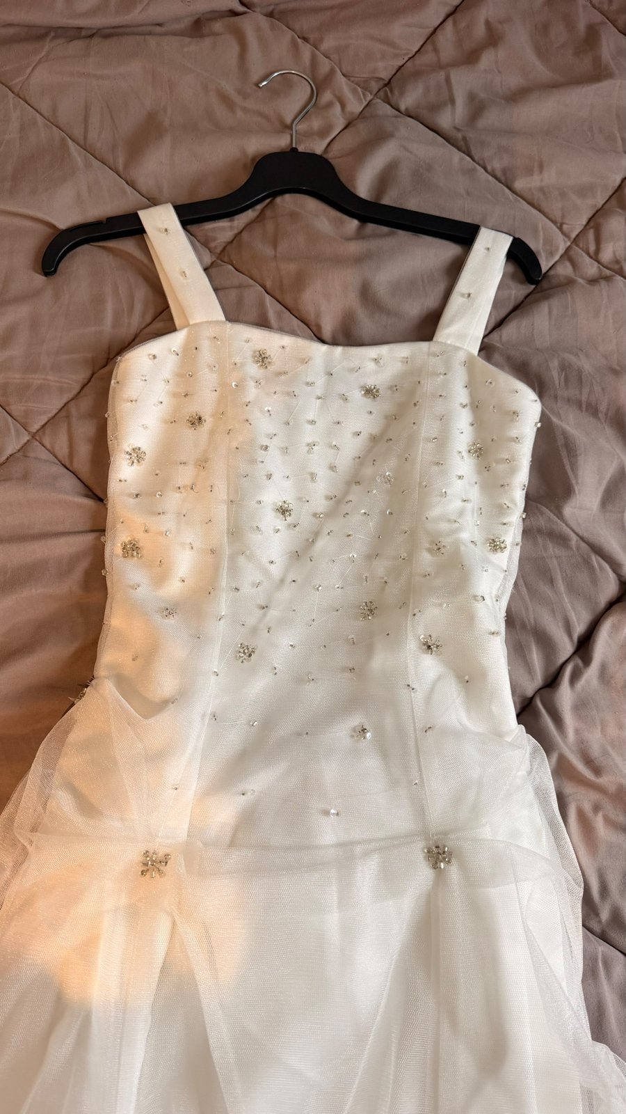 Elegante Witte Bruidsmeisjesjurk met Pailletten  kleine s, Kleding | Dames, Ophalen of Verzenden, Zo goed als nieuw, Wit, Bruidsmeisjeskleding