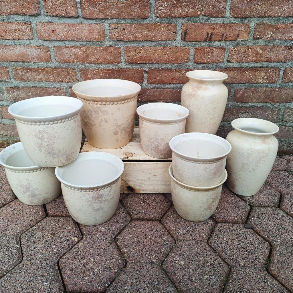 Leuke Bloempotten set van 9, Ophalen, Rond, Aardewerk, Minder dan 40 cm