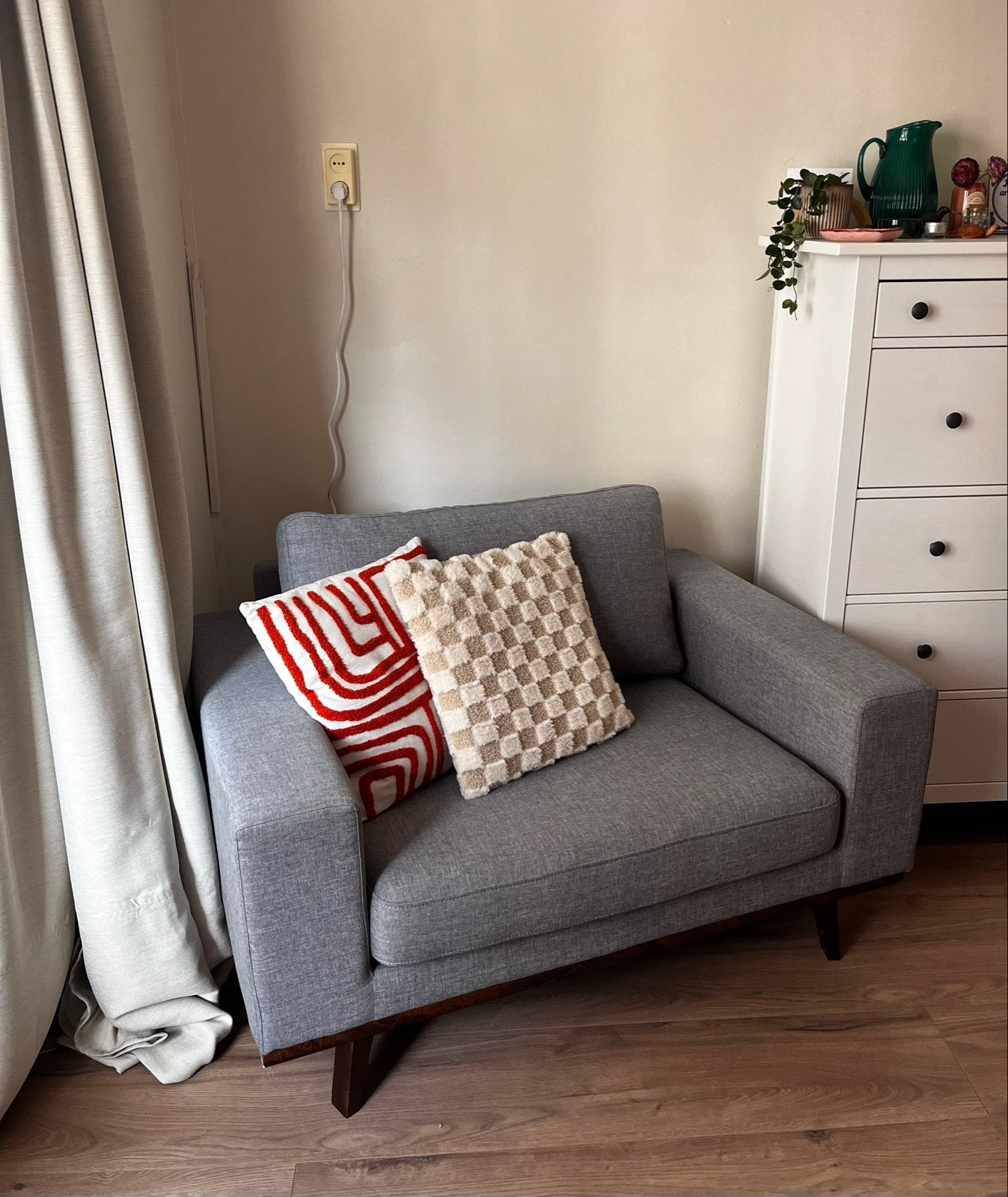 Comfortabele Loveseat - Grijs, Huis en Inrichting, Ophalen, Gebruikt, 75 tot 100 cm, 100 tot 125 cm
