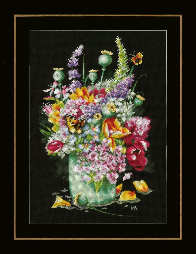 borduurpakket marjolein bastin, kleurig bloemenboeket, Hobby en Vrije tijd, Borduren en Borduurmachines, Verzenden, Nieuw, Handborduren