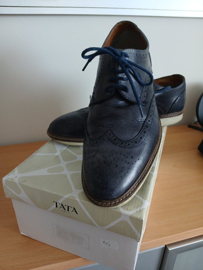Prachtige blauwe heren schoenen, Blauw, Ophalen of Verzenden, Gedragen, Veterschoenen