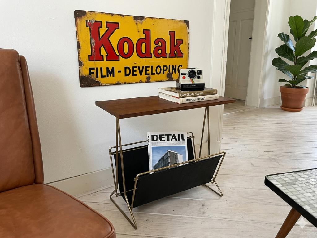 Mid-Century Design Lectuur Tafel Teak Skai Jaren 60 Vintage, Verzenden, Gebruikt