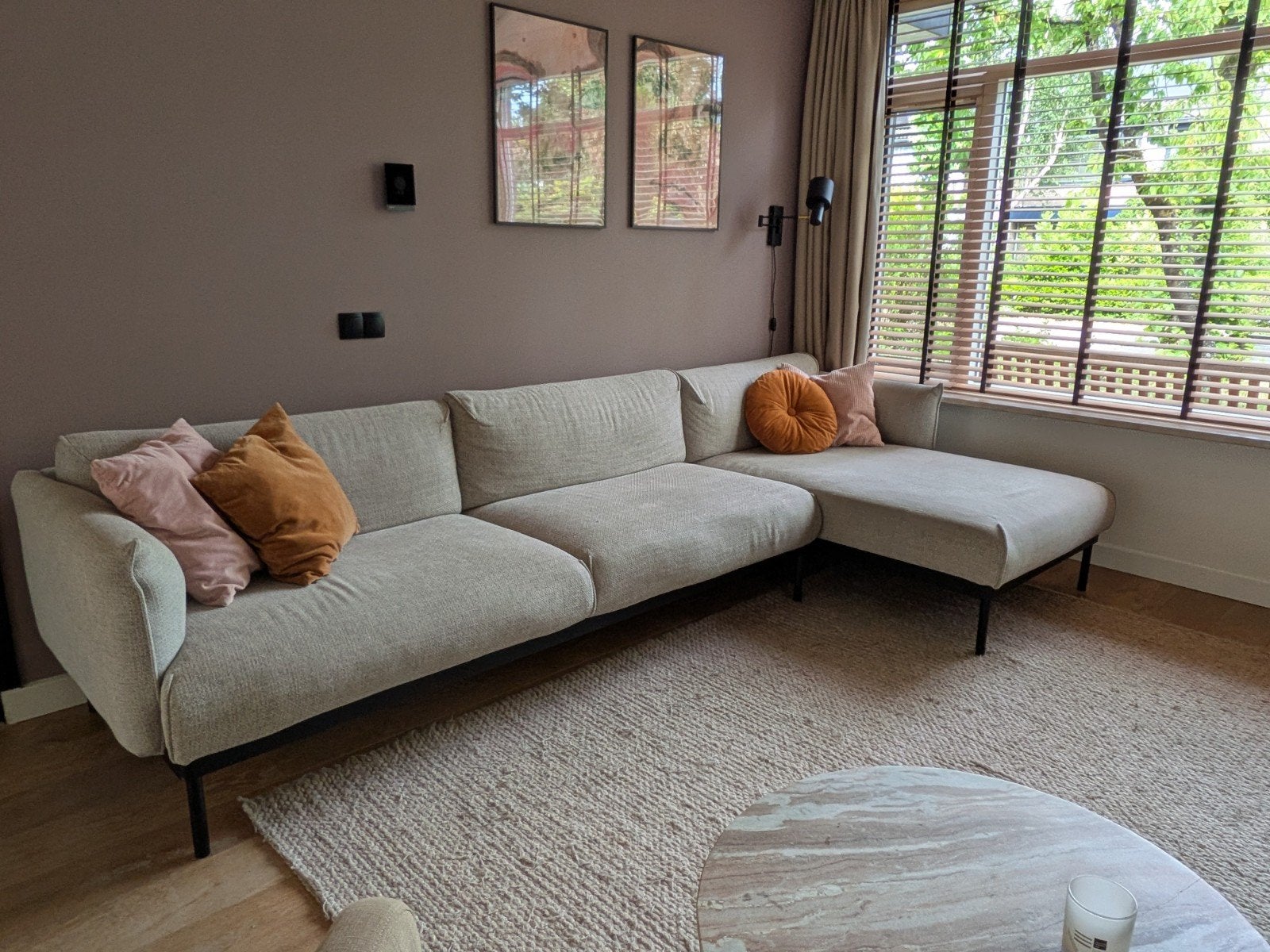 IKEA Äpplaryd 3-zits bank met chaise longue, lichtgrijs, Ophalen, 250 tot 300 cm, Gebruikt, Hoekbank