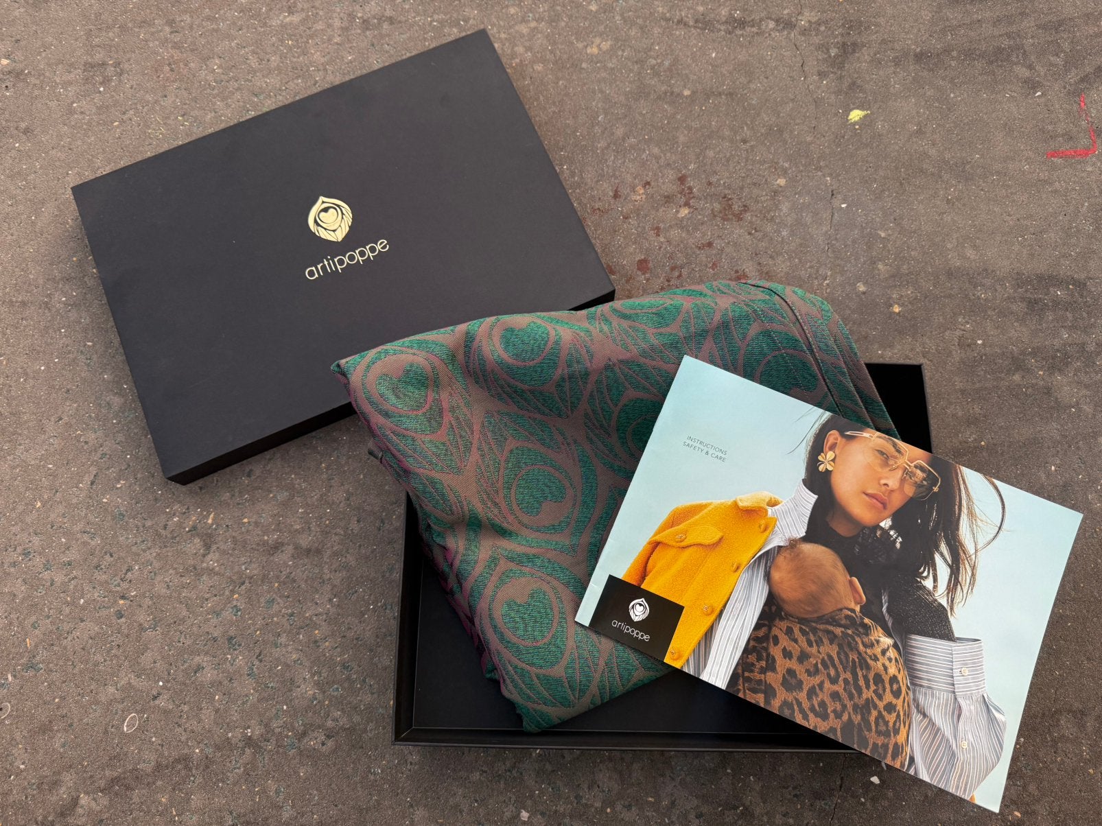 Artipoppe baby wrap Argus Emerald, Draagdoek, Zo goed als nieuw, Buik, Ophalen