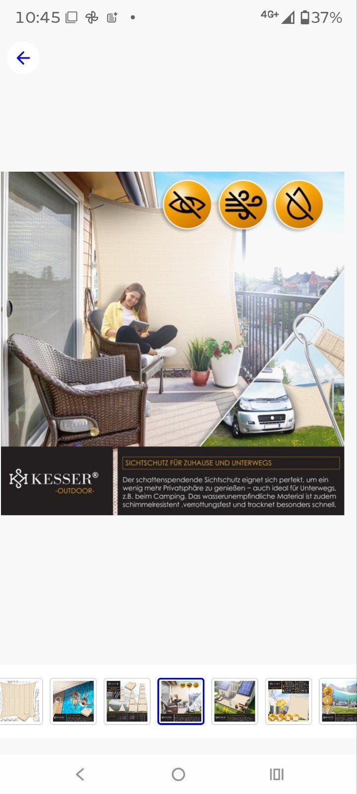 KESSER Outdoor Zonnescherm - HDPE, UV-bescherming, Overige typen, 450 cm of meer, Nieuw, Ophalen of Verzenden