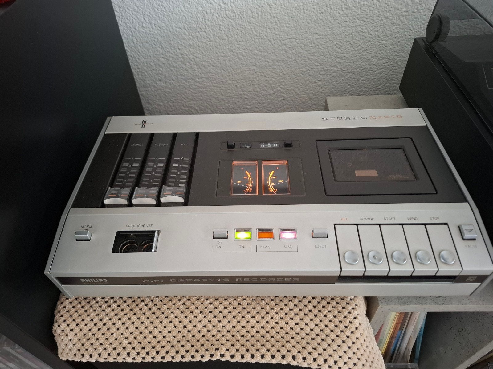 Philips N2510 HIFI Cassette Recorder - Vintage Stereo, Ophalen of Verzenden, Enkel, Philips, Tiptoetsen
