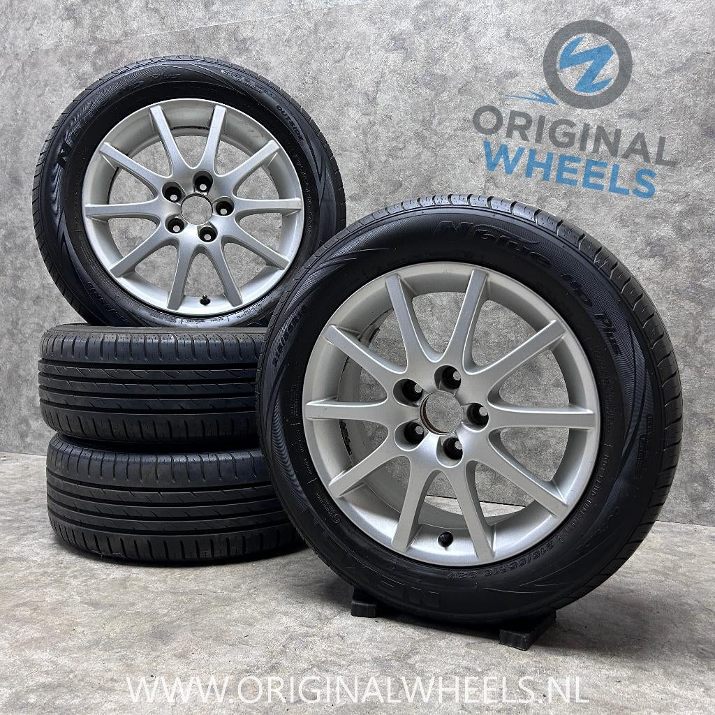 16 inch originele velgen + zomerbanden SAAB 9-5 / 9-3, 16 inch, Banden en Velgen, Ophalen of Verzenden, Saab