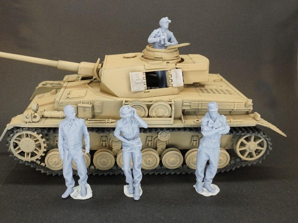1:35 resin 3D printed German tankers - 4x - set 35A4, Ophalen of Verzenden, Nieuw, 1:35 tot 1:50, Figuur of Figuren