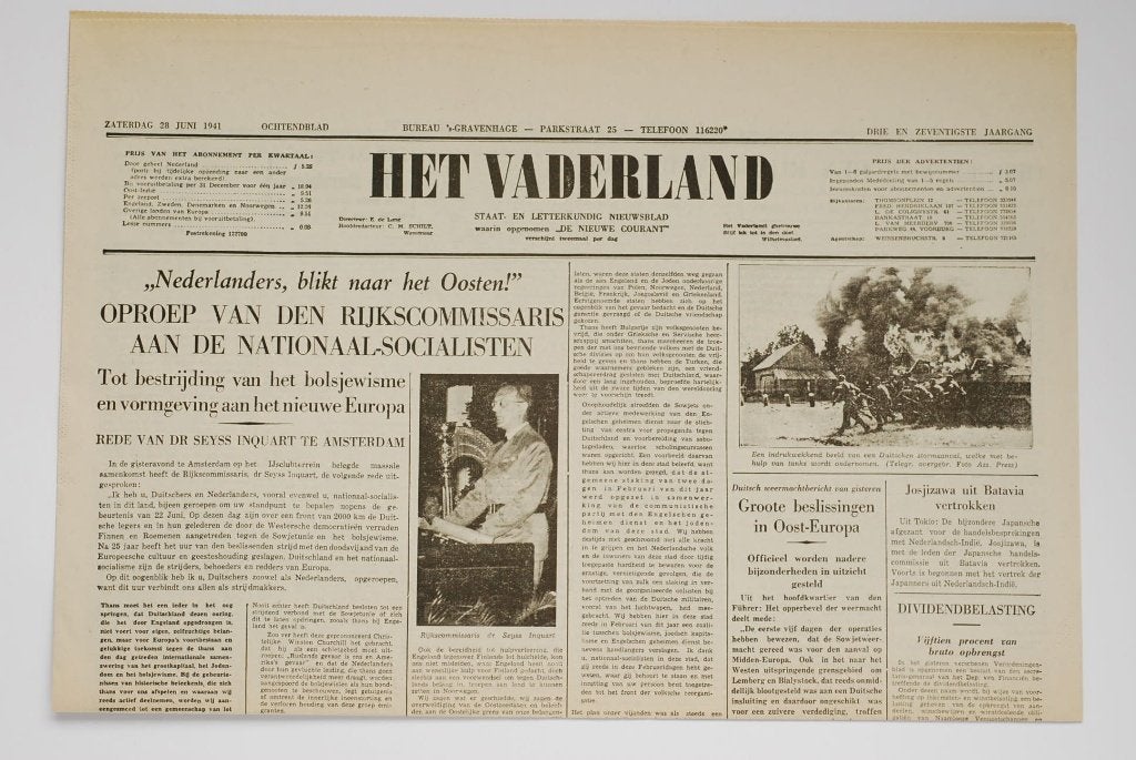 28 juni 1941 Het Vaderland Herdruk krant Tweede Wereldoorlog, Verzamelen, Zo goed als nieuw, Verzenden, Amsterdam, Overige soorten