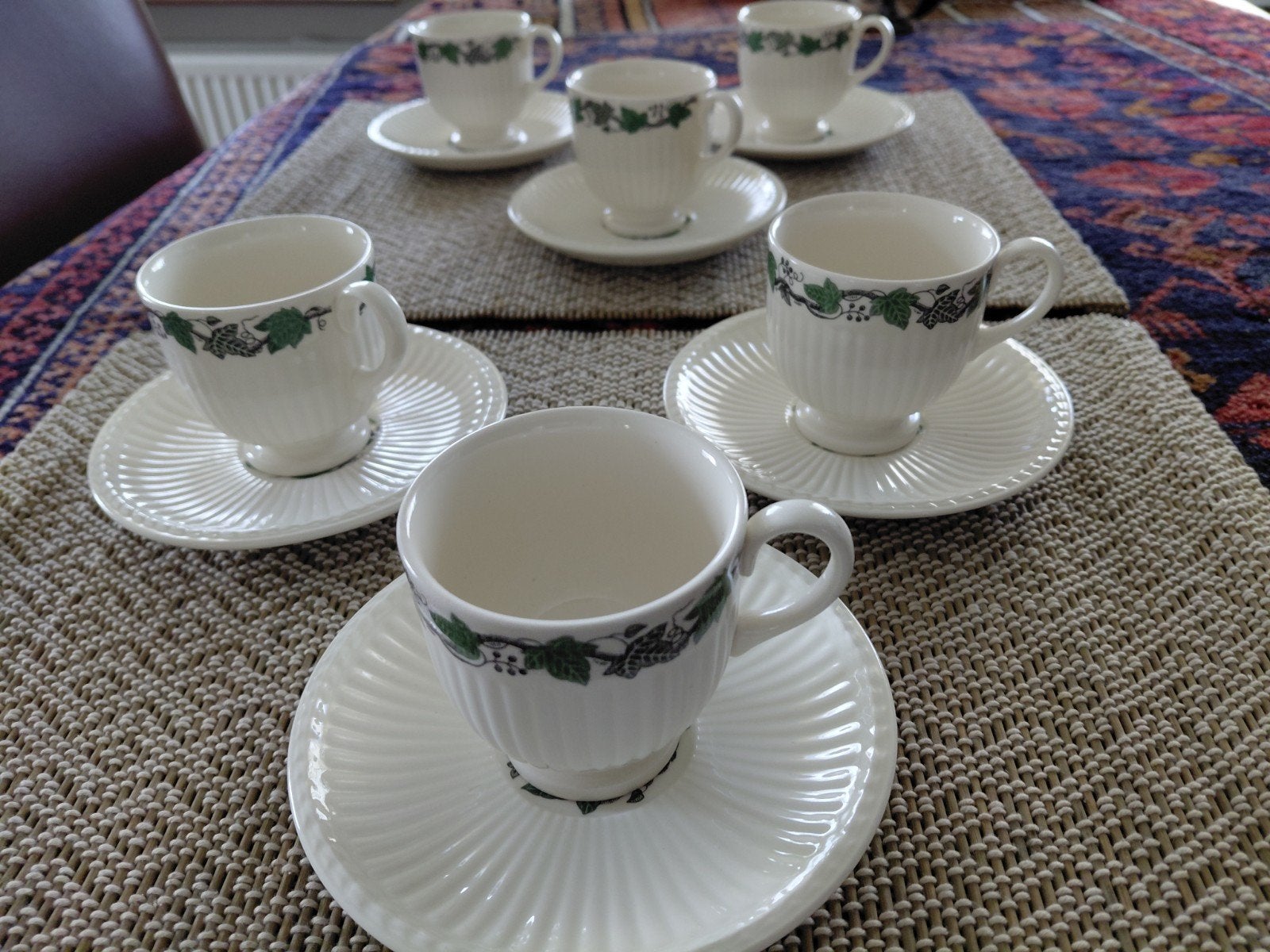Set van 6 Wedgwood Stratford espresso kopjes met schotels, Ophalen of Verzenden