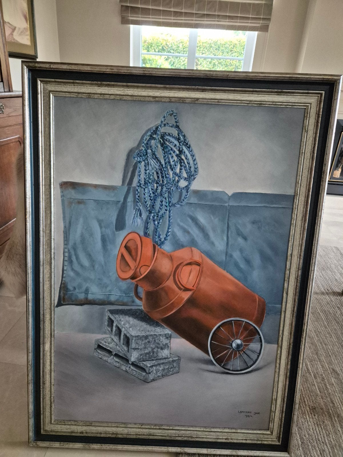 Abstract surrealistisch schilderij professioneel ingekaderd, Antiek en Kunst, Kunst | Schilderijen | Modern, Ophalen of Verzenden