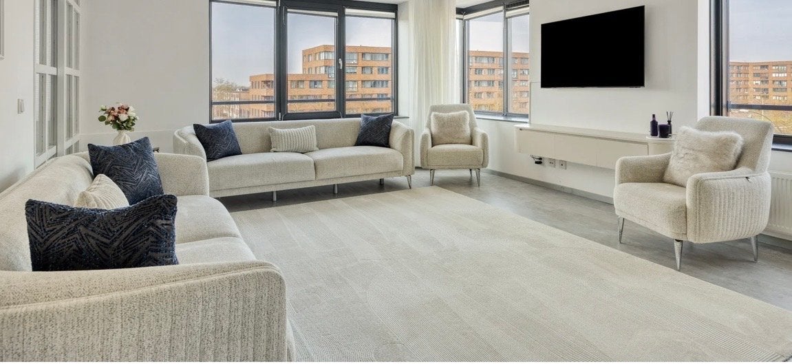 Moderne 3-zitsbank Aysa van Istikbal, crème, Driepersoons, 75 tot 100 cm, Ophalen of Verzenden, Zo goed als nieuw