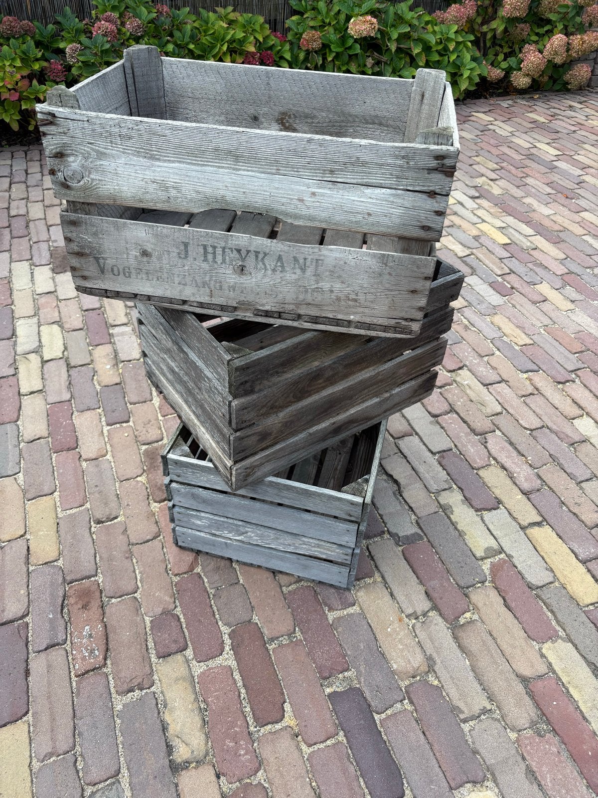 Vintage Houten Kratten - Set van 3, Ophalen, Gebruikt, 40 tot 60 cm, 50 tot 75 cm