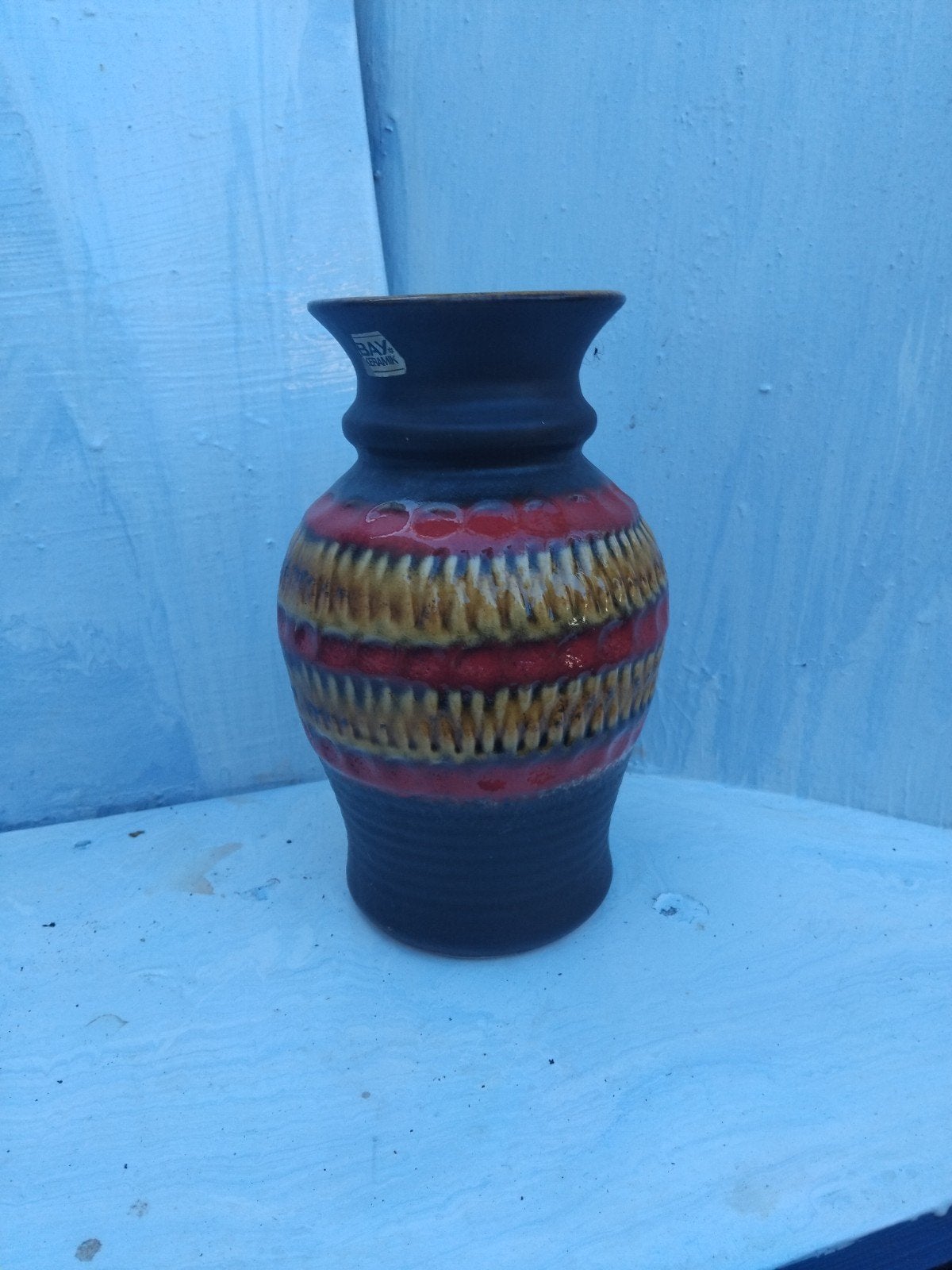 Vintage Bay Keramik vaas - Fat Lava stijl, Ophalen of Verzenden