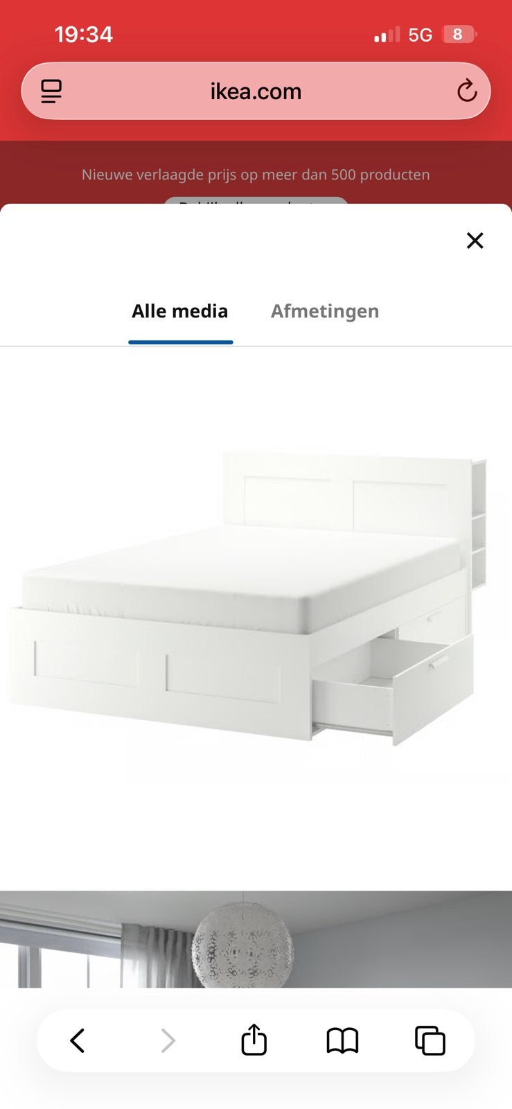 Nieuw Ikea brimnes bed 140cm, Ophalen, Wit, 140 cm, 200 cm