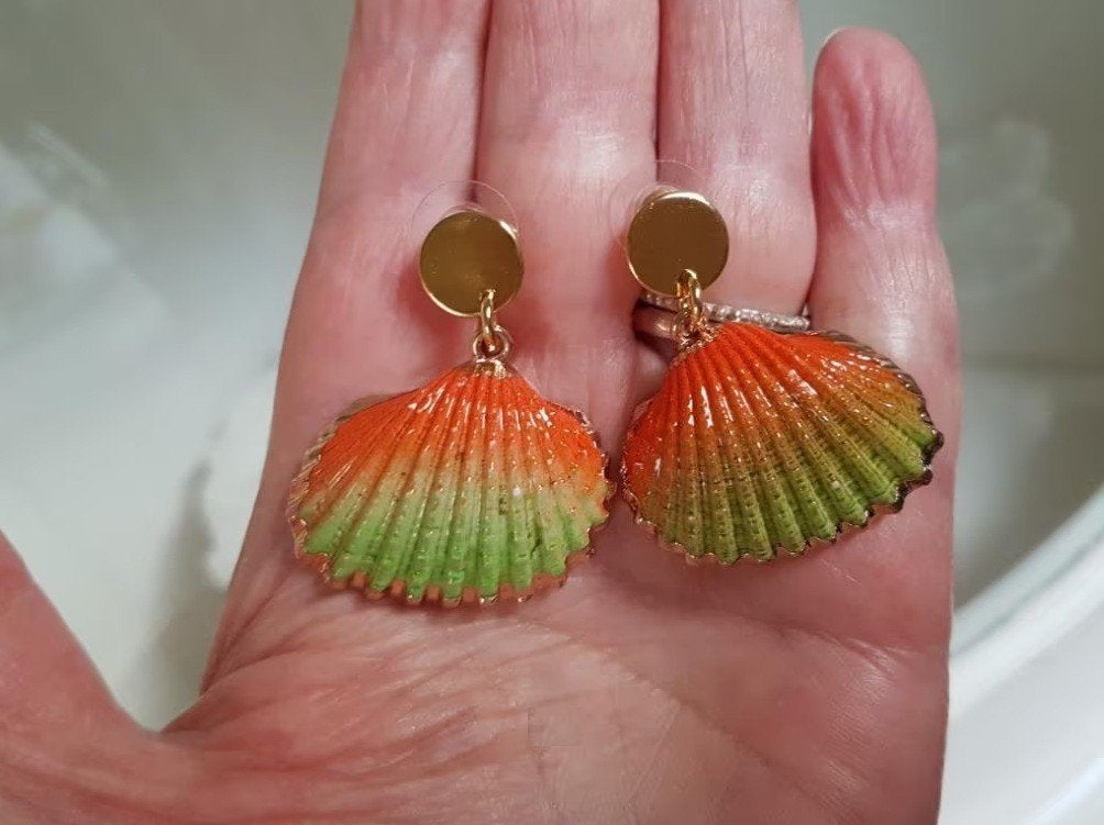 Gold Dipped Schelp Oorbellen. 🐚🐚🐚, Overige materialen, Overige kleuren, Verzenden, Nieuw