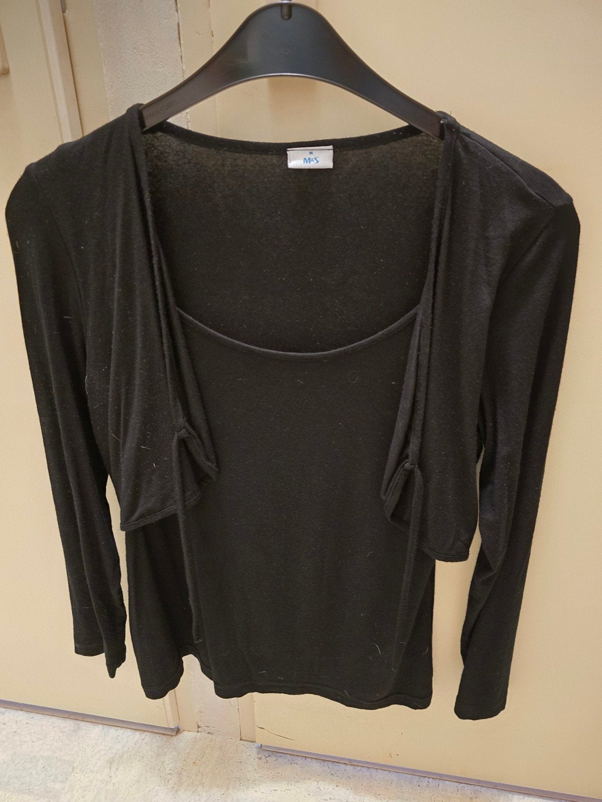 Zwarte top met bolero van M&S, maat M, Zwart, Zo goed als nieuw, Lange mouw, Miss Etam