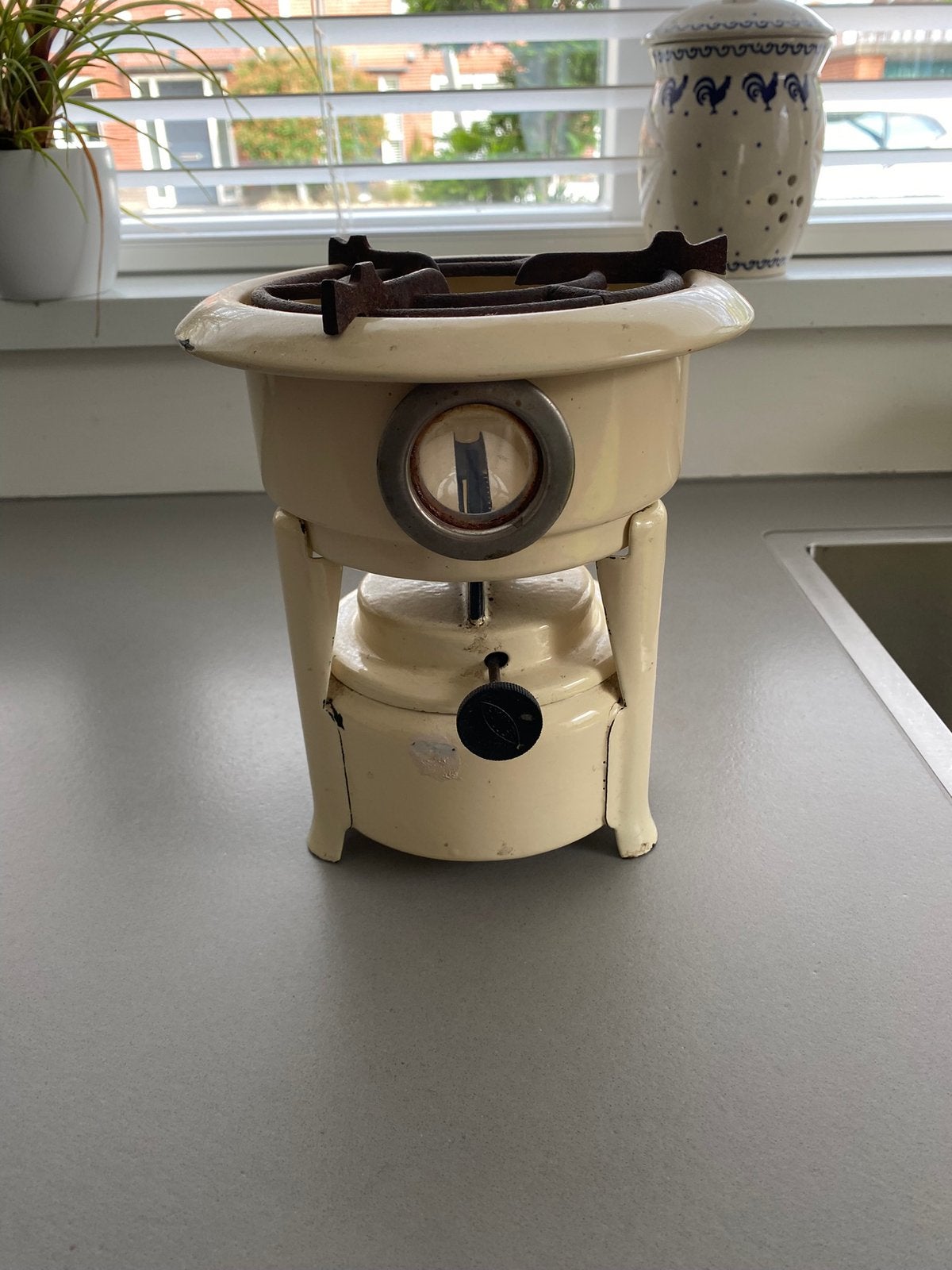 Brocante petroleum stel / olie lamp, Ophalen