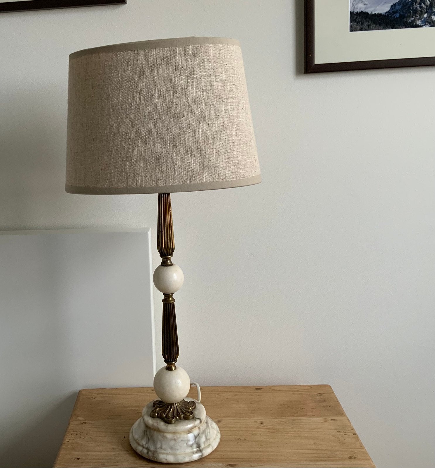 Mooie oude schemerlamp met marmer voet, Ophalen of Verzenden