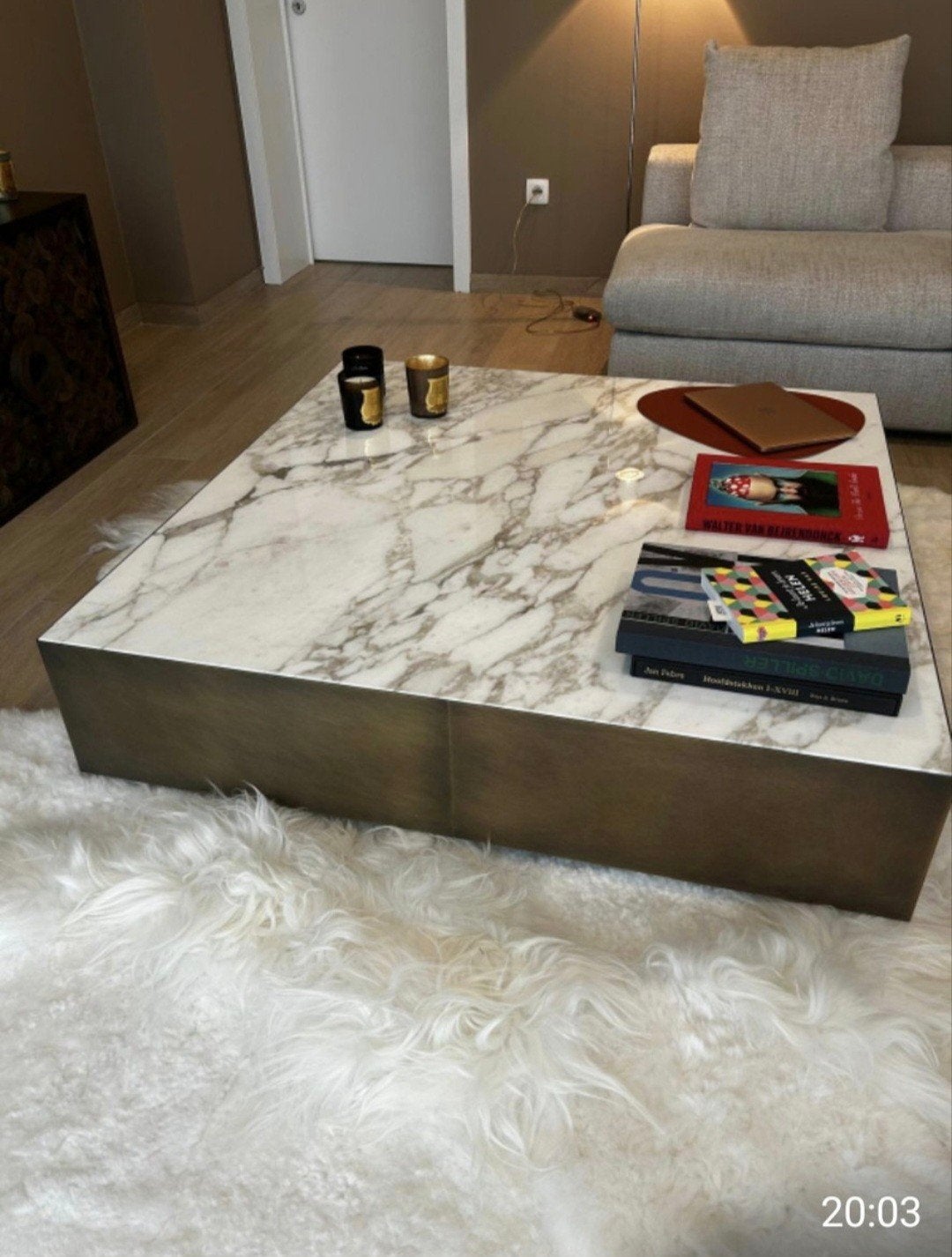 Luxe salontafel Belt designer Meridiani, Ophalen, Vierkant, Zo goed als nieuw, Modern, Luxe