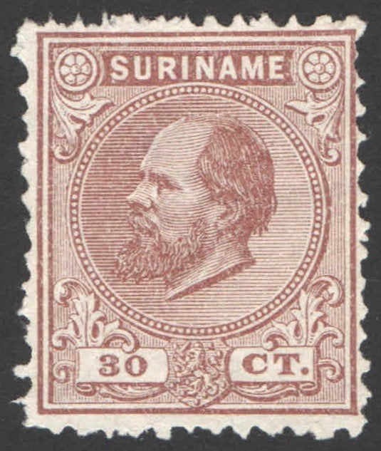 Suriname NVPH nr 11 ongebruikt Koning Willem III 1888, Ophalen of Verzenden, Postfris