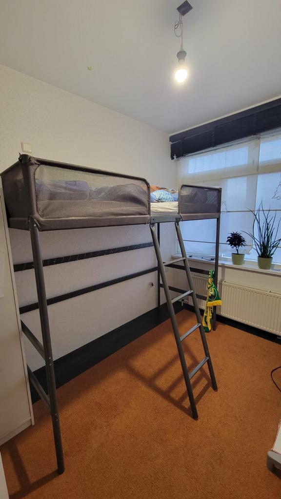 IKEA TUFFING Hoogslaper donkergrijs 90x200 cm, Gebruikt, Eenpersoons, 160 tot 180 cm, Ophalen of Verzenden