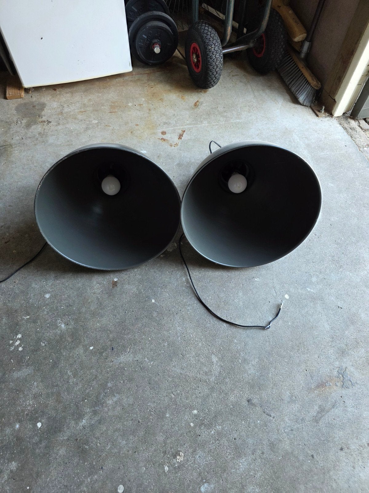 Set van 2 industriële hanglampen, grijs, Ophalen, Minder dan 50 cm, Gebruikt, Minder dan 100 cm