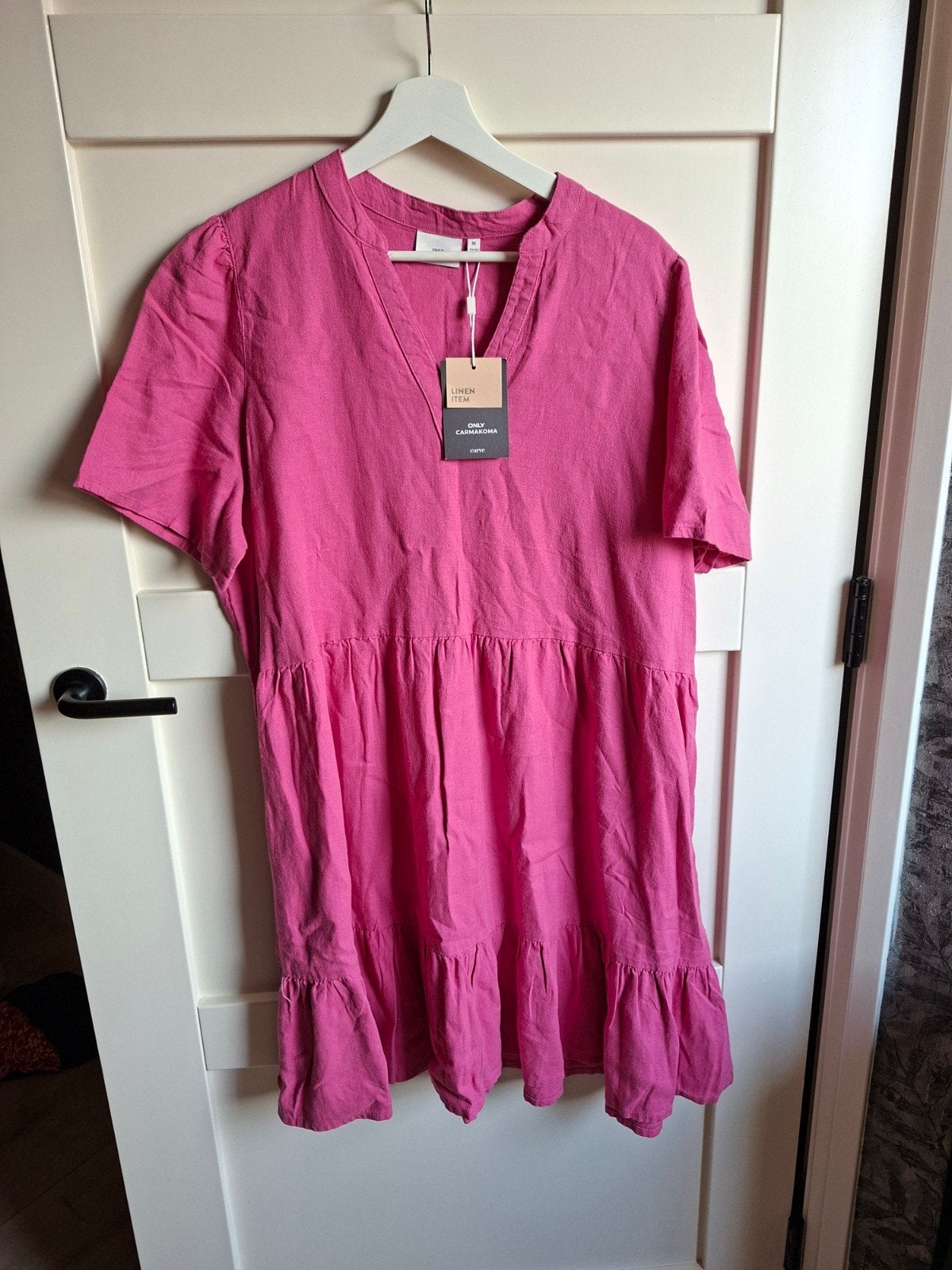 ONLY Carmakoma linnen jurk - Raspberry Rose, Maat 46/48 (XL) of groter, Nieuw, Ophalen of Verzenden, Roze