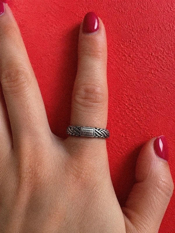 Buddha to Buddha ring, maat 17, zilver 925, Gebruikt, Ophalen of Verzenden, 17 tot 18, Dame