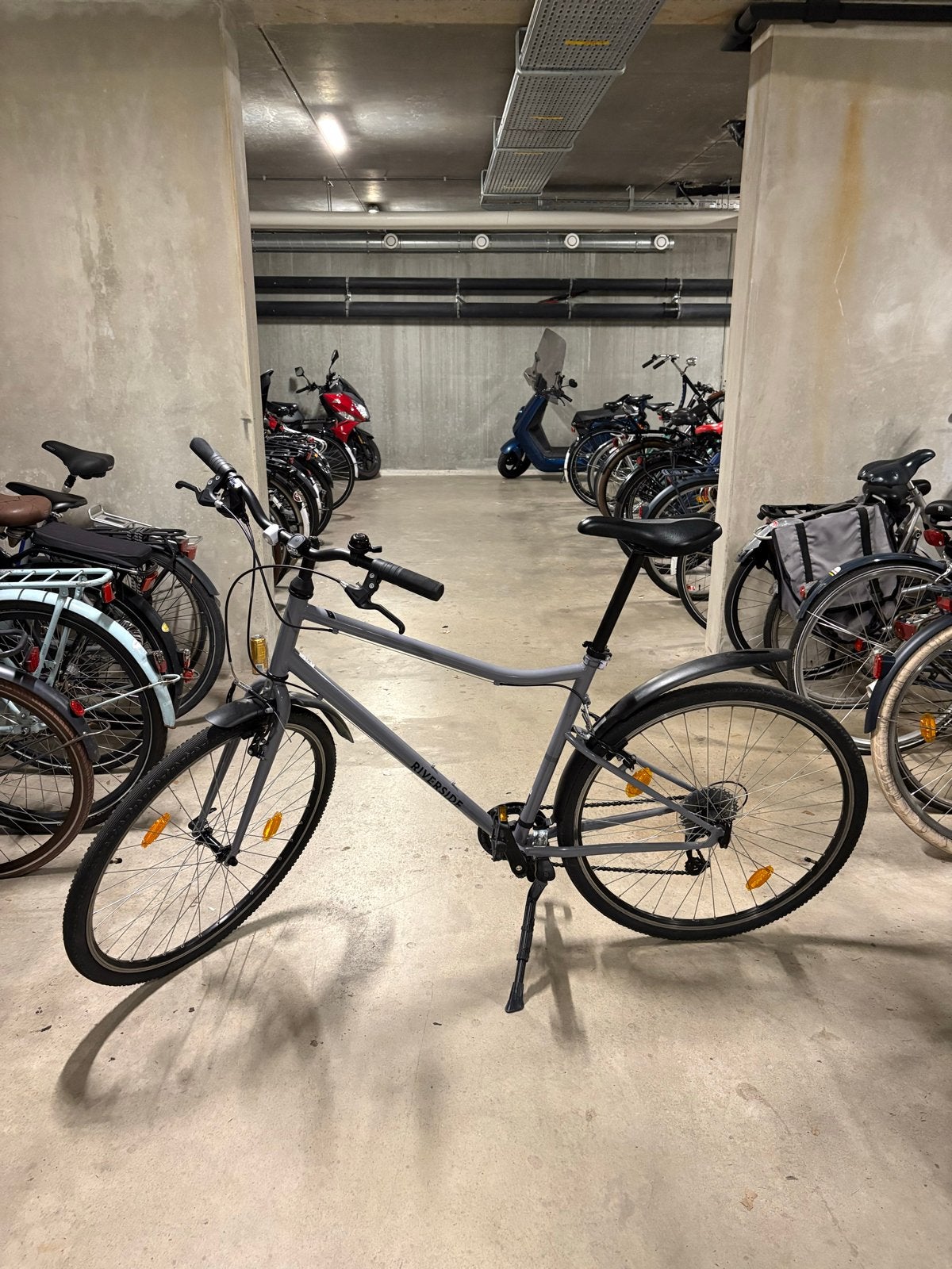 Hybridefiets Riverside 120 grijs van Decathlon + ART2 slot, Ophalen, Zo goed als nieuw, Overige merken