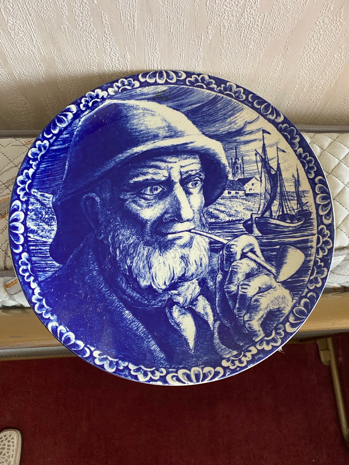 Set van 2 Boch Delftsblauwe decoratieve borden, opa en oma., Ophalen