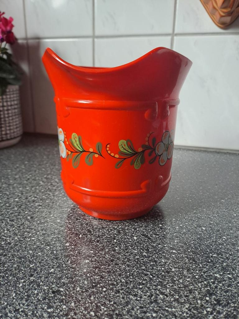 Vintage Buchsteiner oranje beslagkom bloem., Ophalen of Verzenden