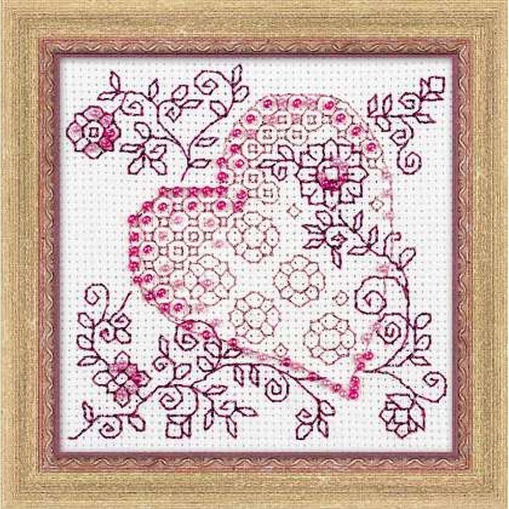 Borduurpakket Hart met bloemen 1354, Geen, Geen, Nieuw, Ophalen of Verzenden