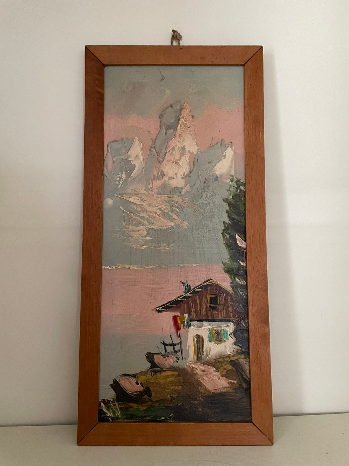 Vintage schilderij berglandschap chalet, Ophalen, Huis en Inrichting