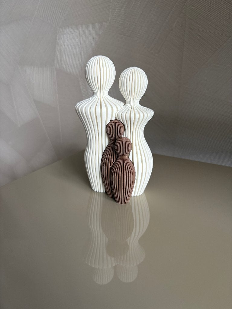 3D geprint familiebeeldje - gezin met 2 kinderen - wit/bruin, Ophalen of Verzenden, Nieuw, Mens