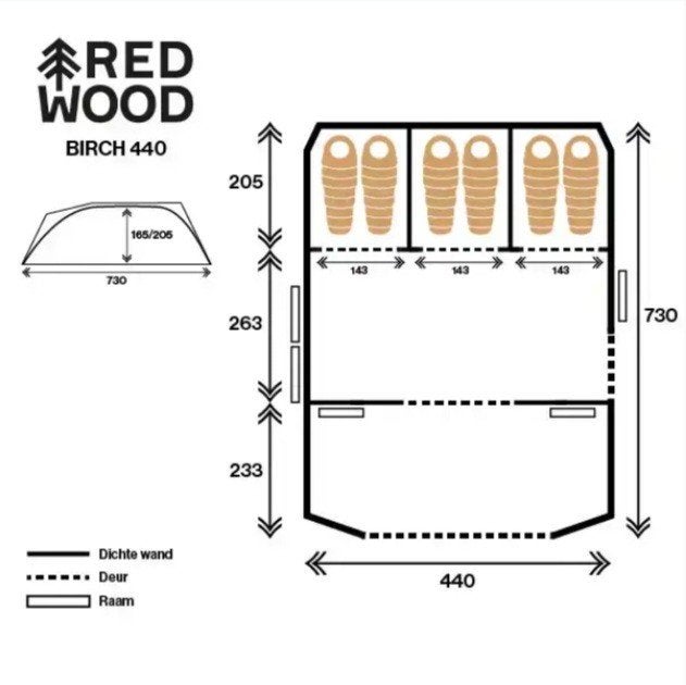 Green 'Redwood Birch 6 PO' Tent, Ophalen, Zo goed als nieuw, Tot en met 6
