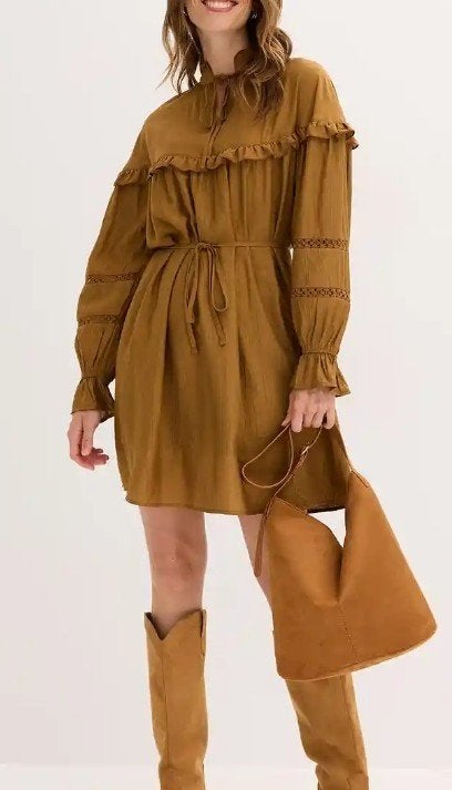 Bruin Boho tuniek jurk Boho stijl nieuw maat 42, Bonprix, Bruin, Maat 42/44 (L), Nieuw