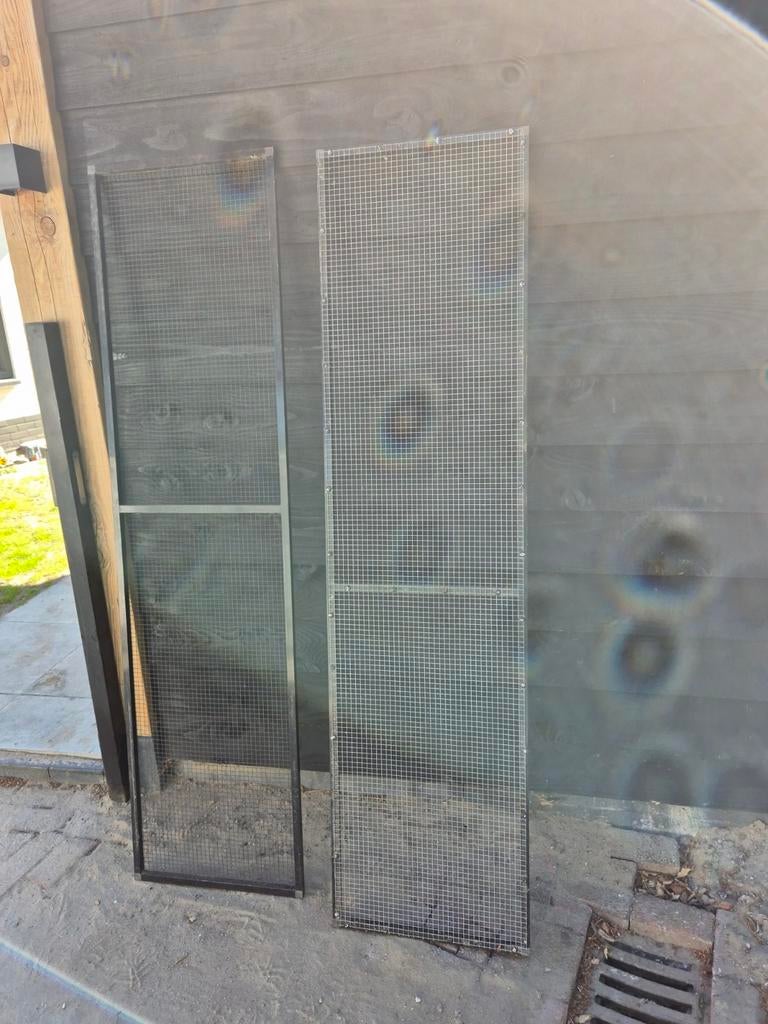 2 antraciete volierepanelen, Ophalen, Gebruikt, Aluminium, Vogelkooi