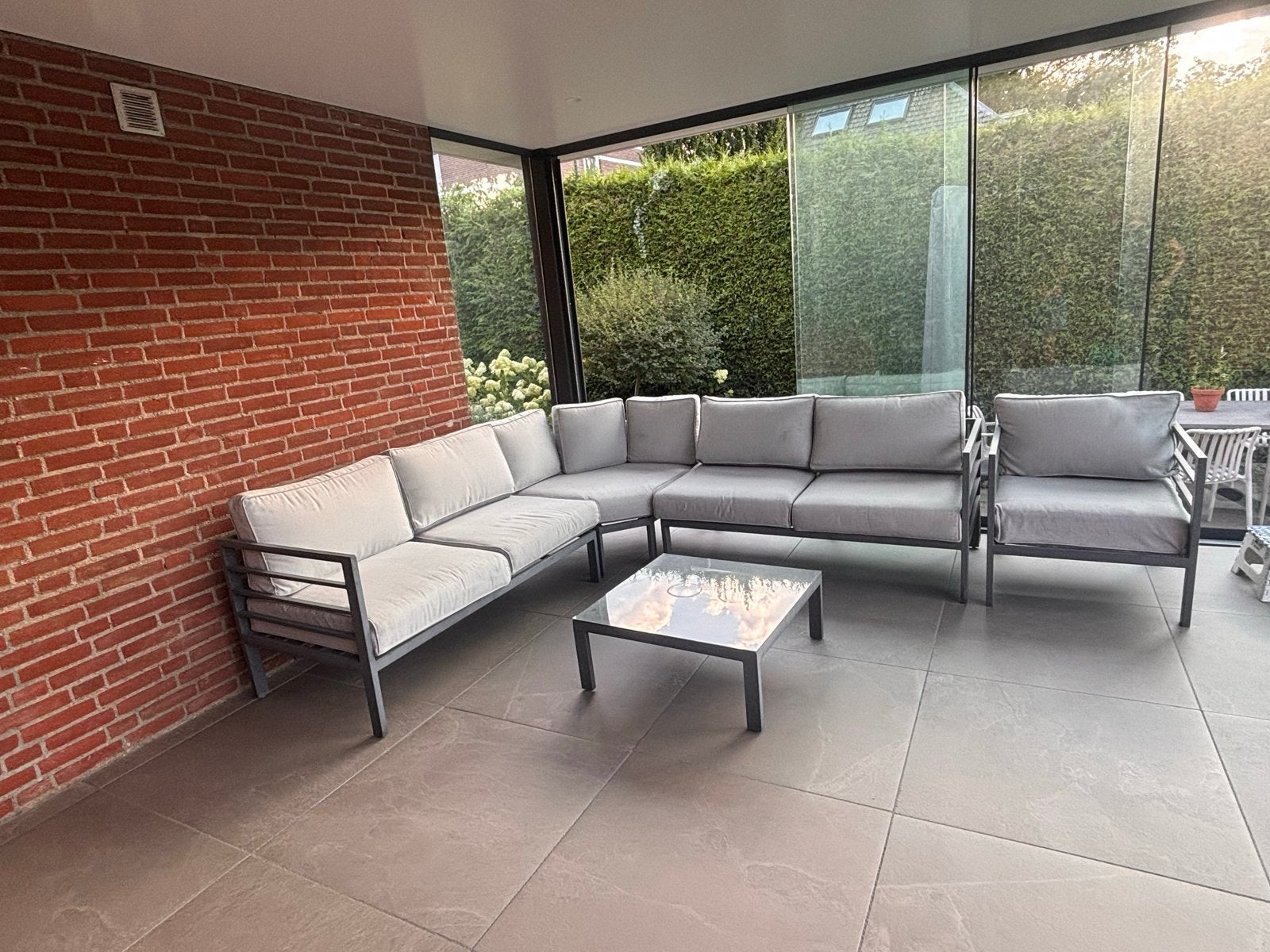 Sediamo loungeset met aluminium frame en grijze kussens, Tuin en Terras, Tuinsets en Loungesets, Ophalen, Gebruikt, 6 zitplaatsen