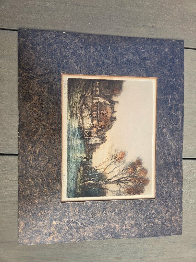 Antieke Ets 'Le point de bois van L. Davril, Antiek en Kunst, Gesigneerd, 25 cm, Ets, Ophalen of Verzenden